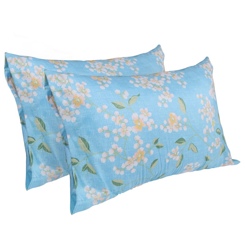 JSD Blue Floral Printed Sheet Set King Size, 4 Piece Soft Pattern Microfiber Sheets Extra Deep Pocket - Image 2